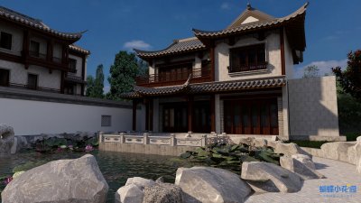 中式庭院设计的庭院亭台楼阁建造